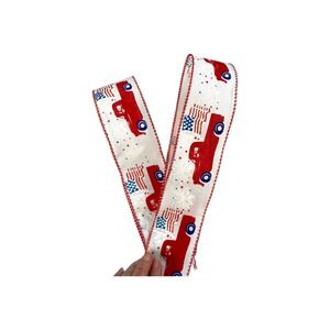 2.5” Wired Patriotic Ribbon Red Truck USA Flag Stars Stipes Fireworks DIY Decor